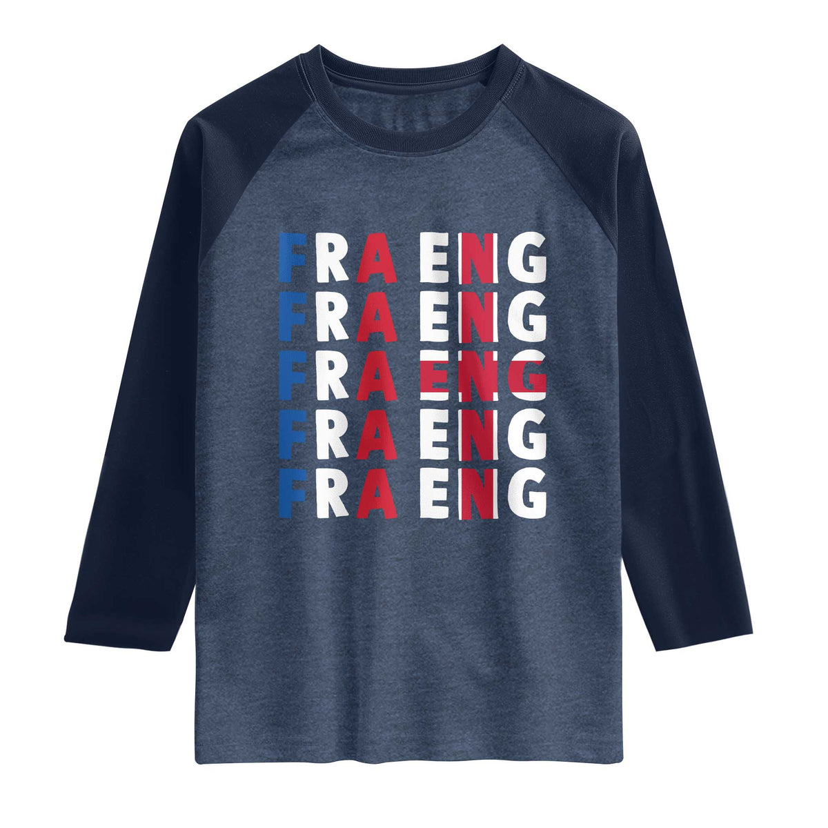 FRA ENG France England Flag Graphic Raglan Shirt French English Typographic Dual Heritage Pride Match Day