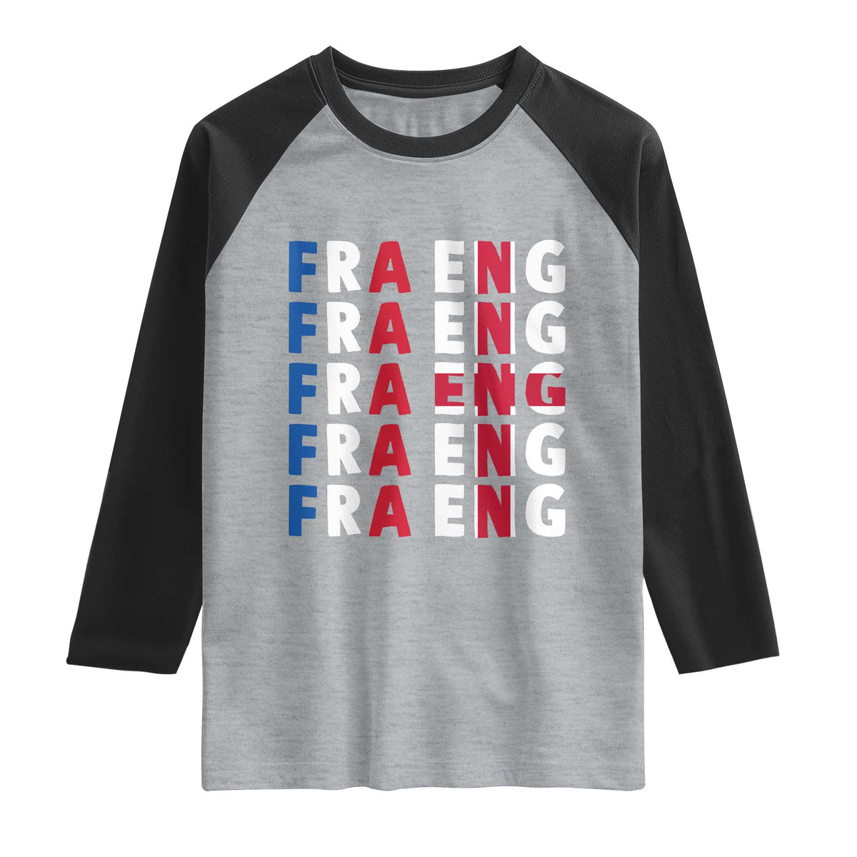 FRA ENG France England Flag Graphic Raglan Shirt French English Typographic Dual Heritage Pride Match Day