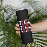 FRA ENG France England Flag Graphic Skinny Tumbler French English Typographic Dual Heritage Pride Match Day