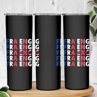 FRA ENG France England Flag Graphic Skinny Tumbler French English Typographic Dual Heritage Pride Match Day