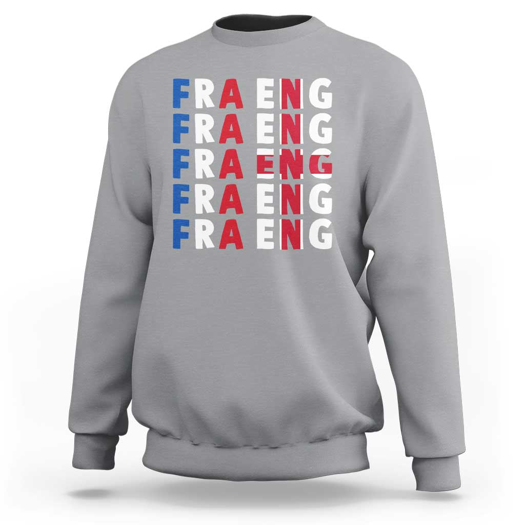 FRA ENG France England Flag Graphic Sweatshirt French English Typographic Dual Heritage Pride Match Day