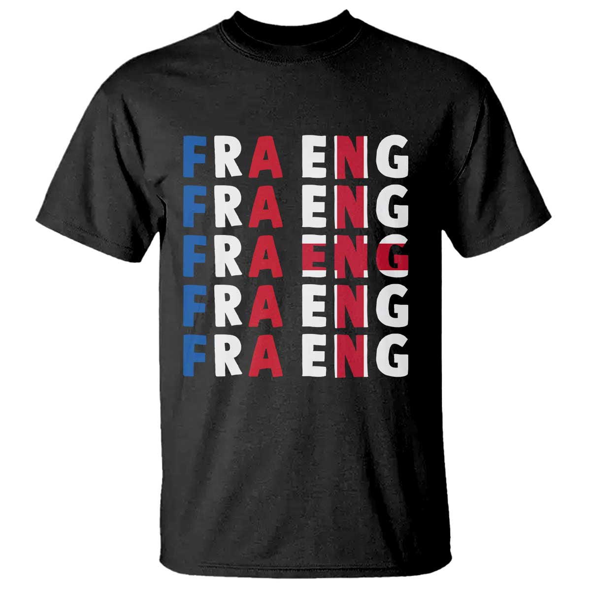 FRA ENG France England Flag Graphic T Shirt French English Typographic Dual Heritage Pride Match Day
