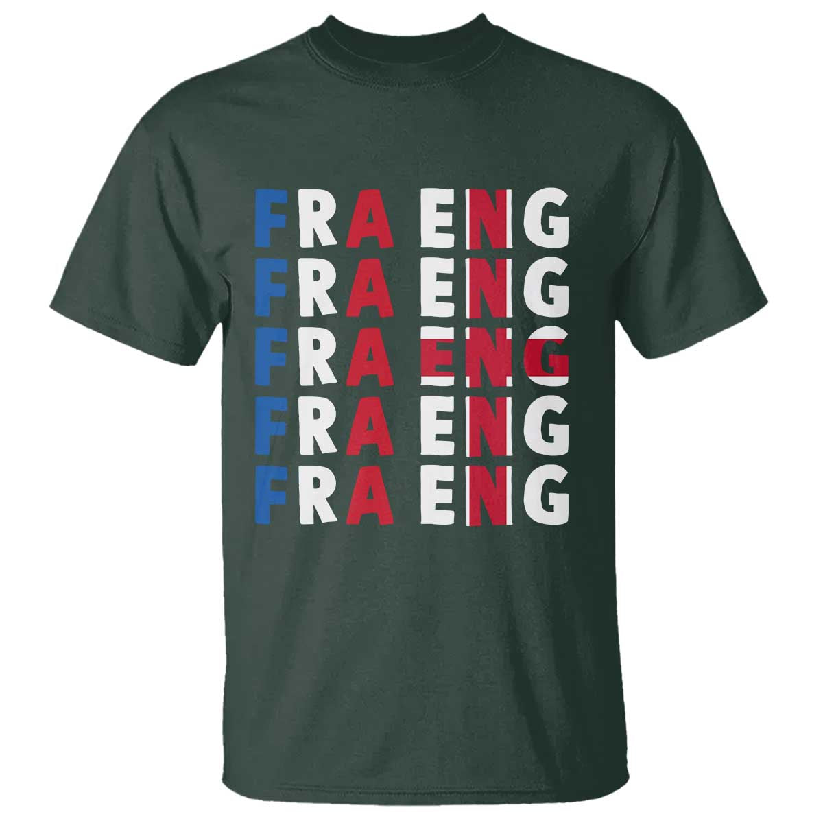 FRA ENG France England Flag Graphic T Shirt French English Typographic Dual Heritage Pride Match Day
