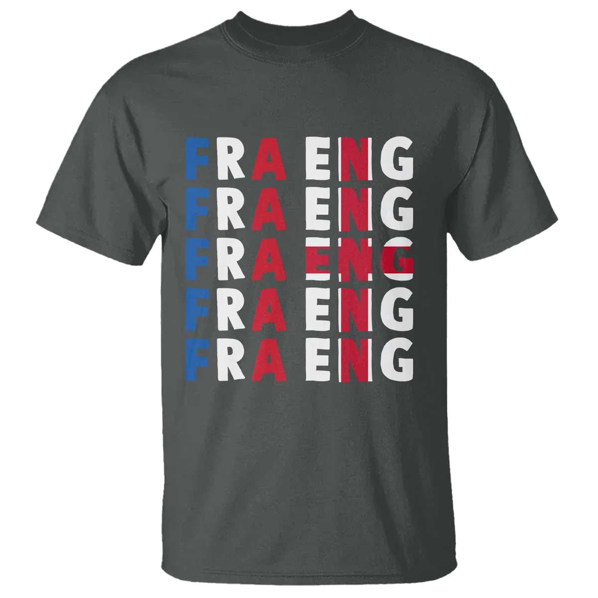 FRA ENG France England Flag Graphic T Shirt French English Typographic Dual Heritage Pride Match Day