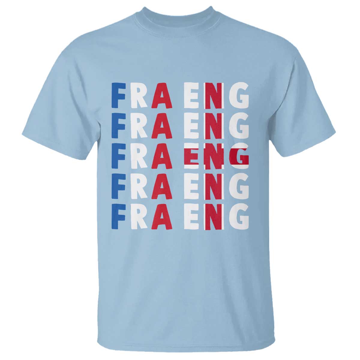 FRA ENG France England Flag Graphic T Shirt French English Typographic Dual Heritage Pride Match Day