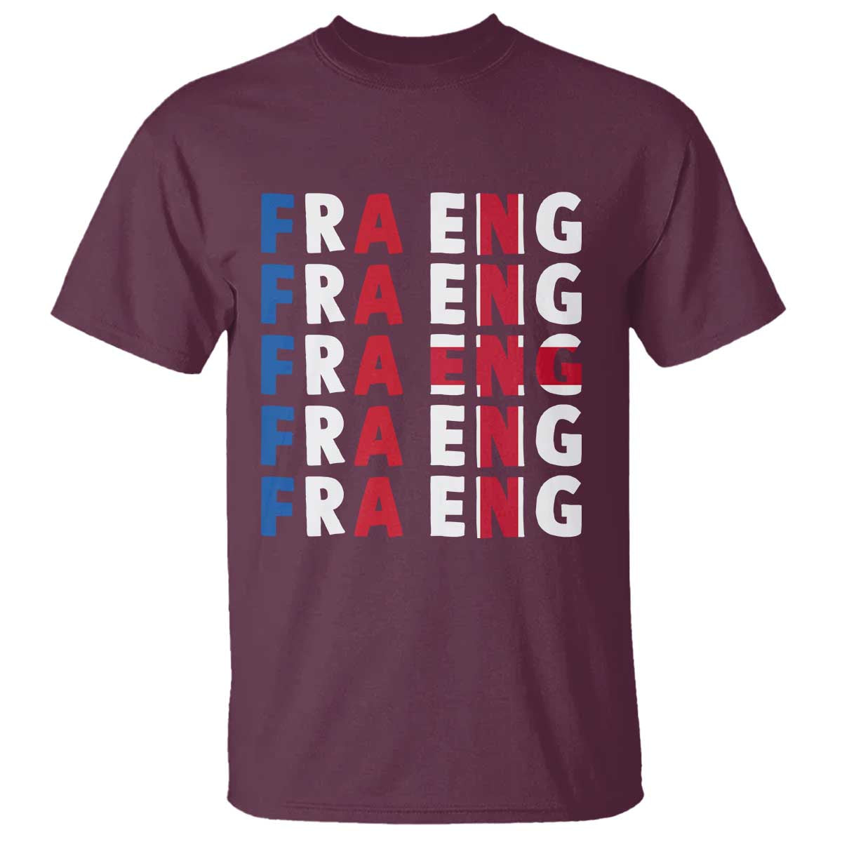 FRA ENG France England Flag Graphic T Shirt French English Typographic Dual Heritage Pride Match Day