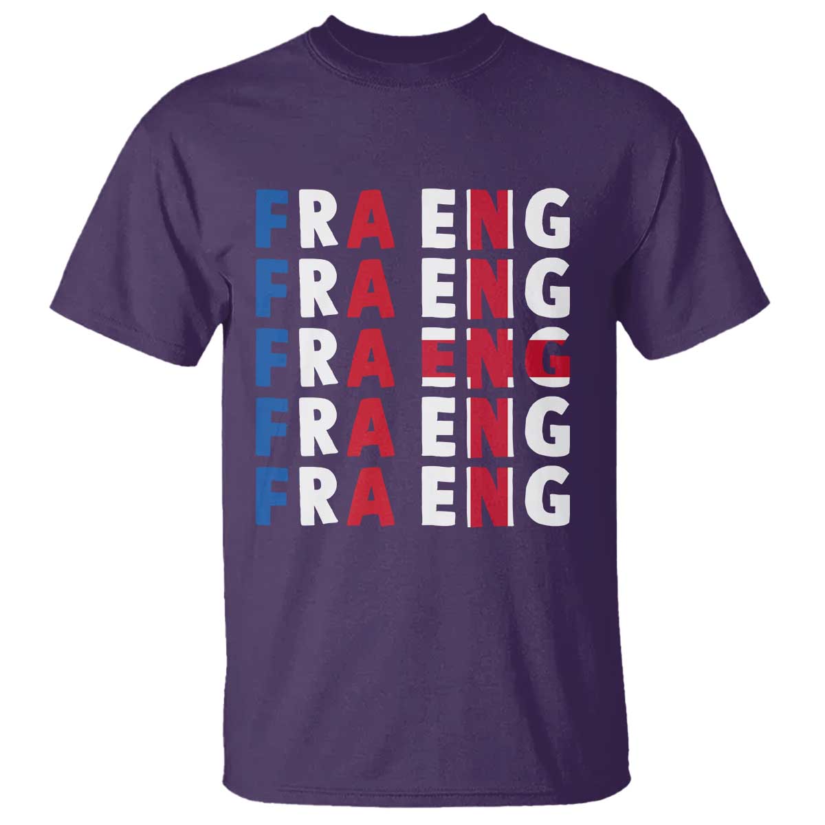FRA ENG France England Flag Graphic T Shirt French English Typographic Dual Heritage Pride Match Day