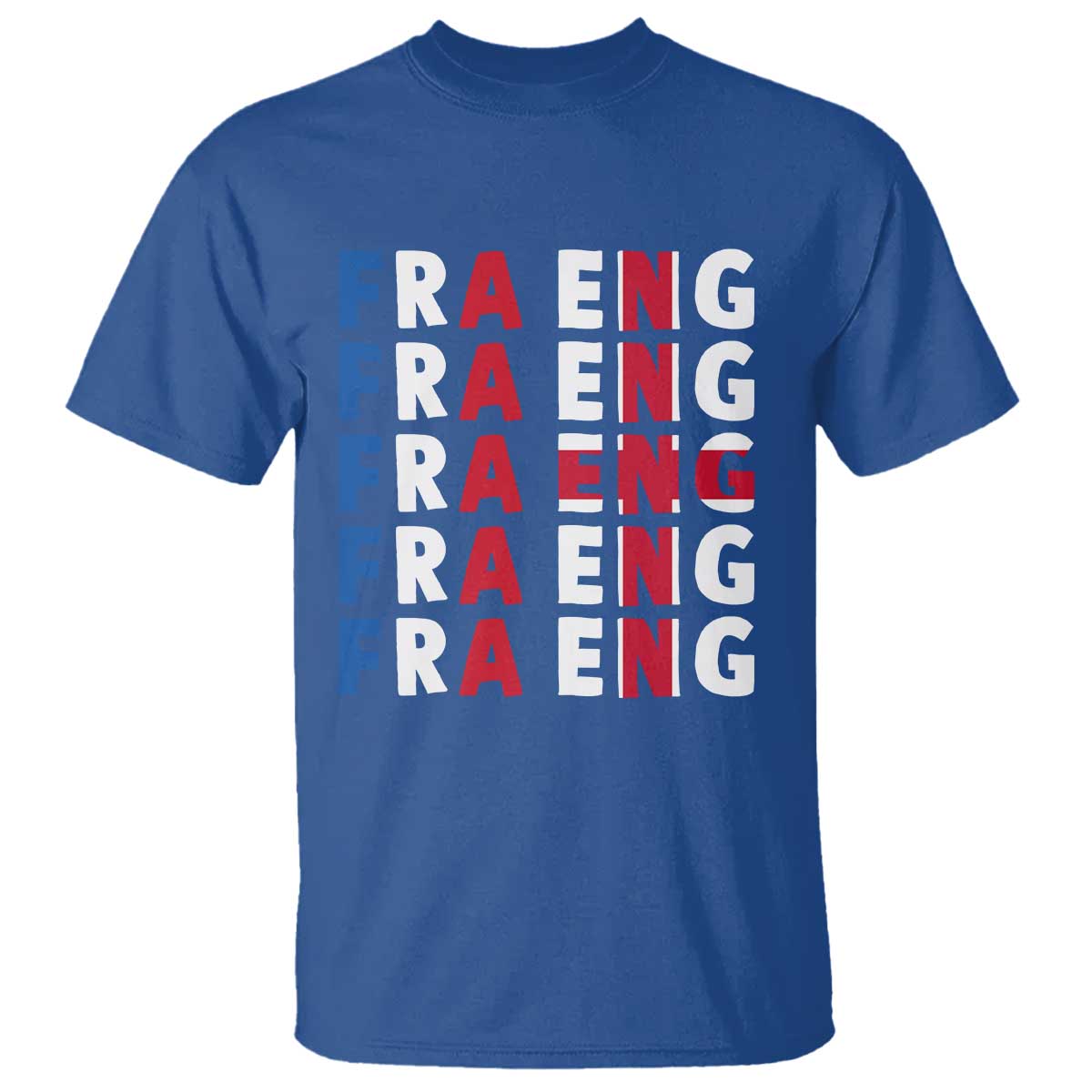 FRA ENG France England Flag Graphic T Shirt French English Typographic Dual Heritage Pride Match Day