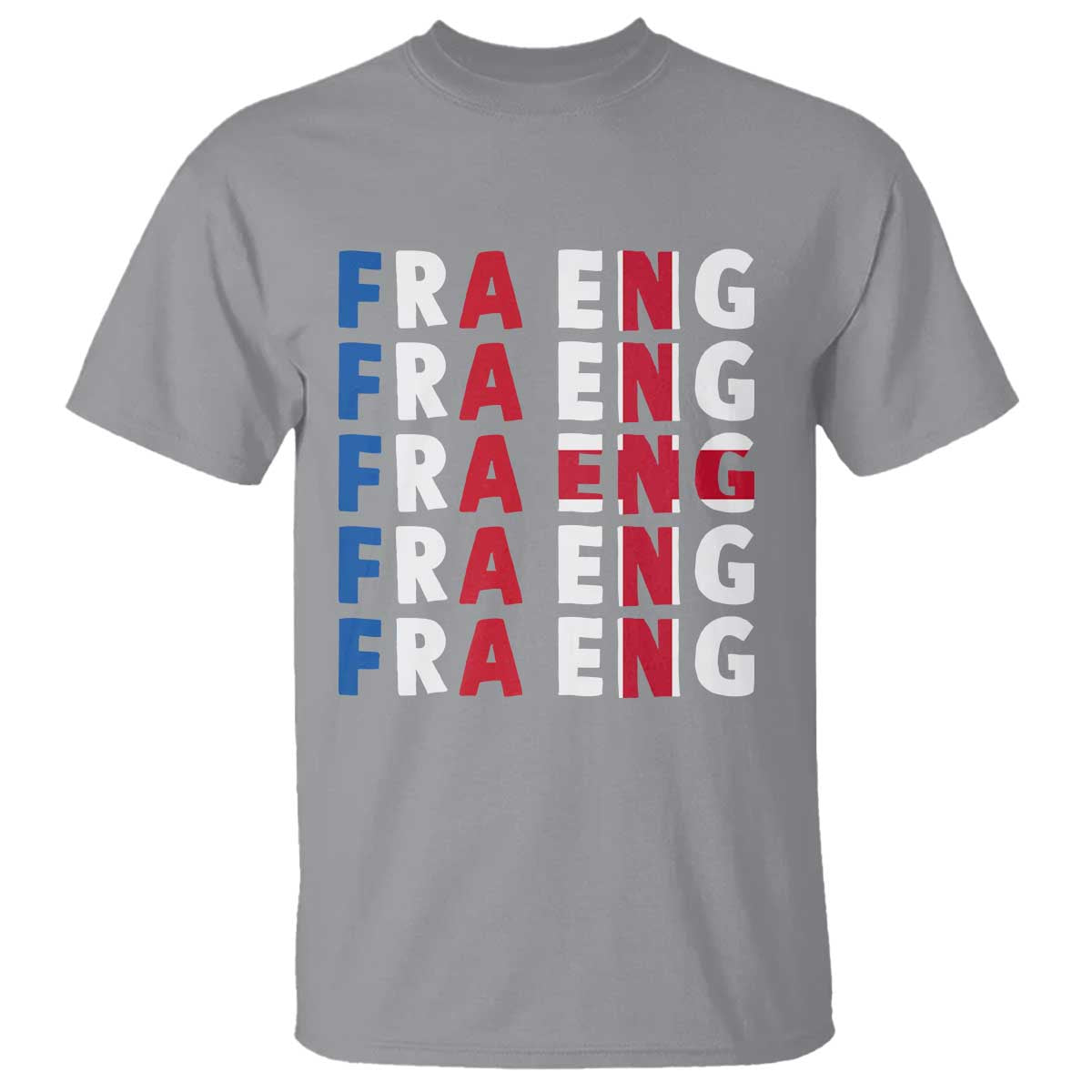 FRA ENG France England Flag Graphic T Shirt French English Typographic Dual Heritage Pride Match Day