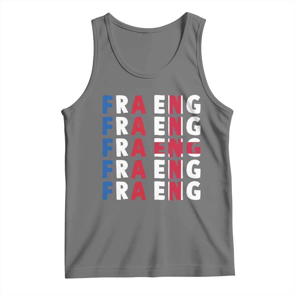 FRA ENG France England Flag Graphic Tank Top French English Typographic Dual Heritage Pride Match Day