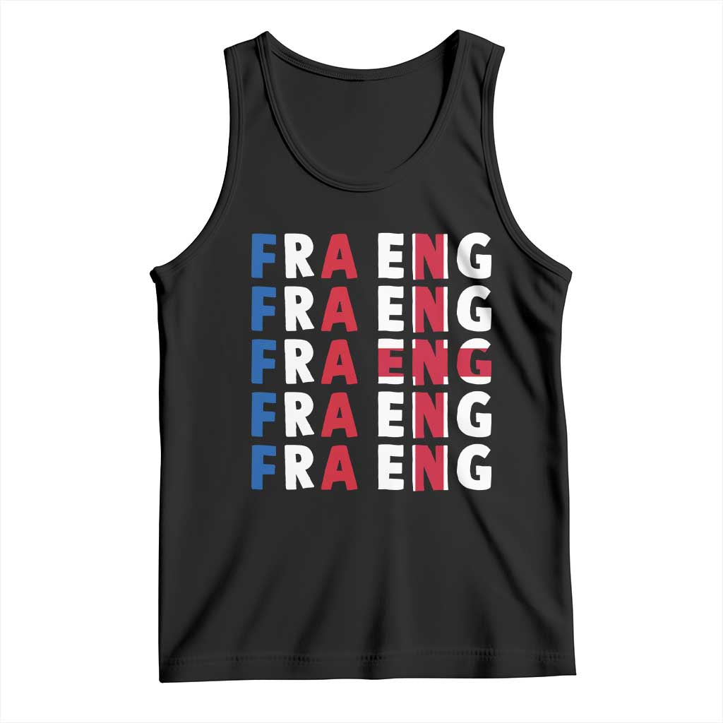 FRA ENG France England Flag Graphic Tank Top French English Typographic Dual Heritage Pride Match Day