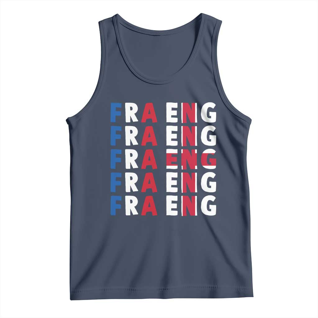 FRA ENG France England Flag Graphic Tank Top French English Typographic Dual Heritage Pride Match Day
