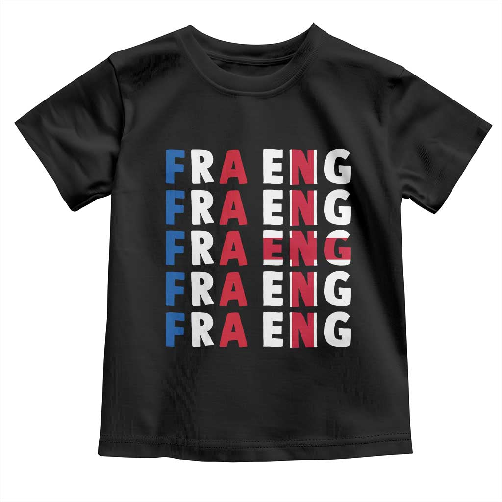 FRA ENG France England Flag Graphic Toddler T Shirt French English Typographic Dual Heritage Pride Match Day