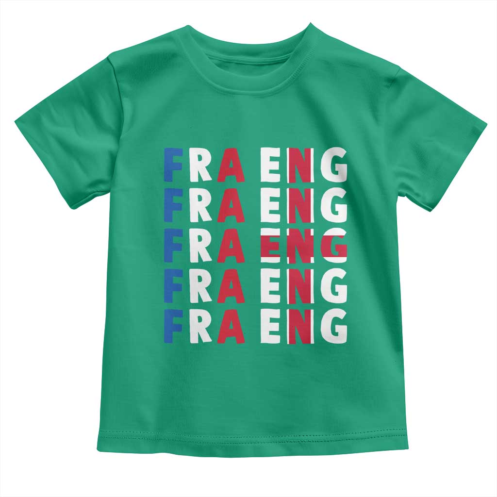 FRA ENG France England Flag Graphic Toddler T Shirt French English Typographic Dual Heritage Pride Match Day