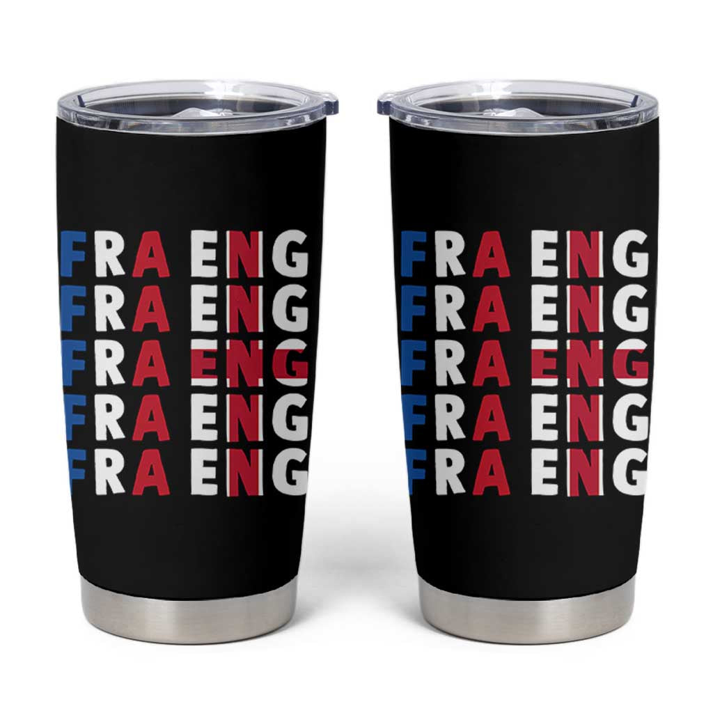 FRA ENG France England Flag Graphic Tumbler Cup French English Typographic Dual Heritage Pride Match Day
