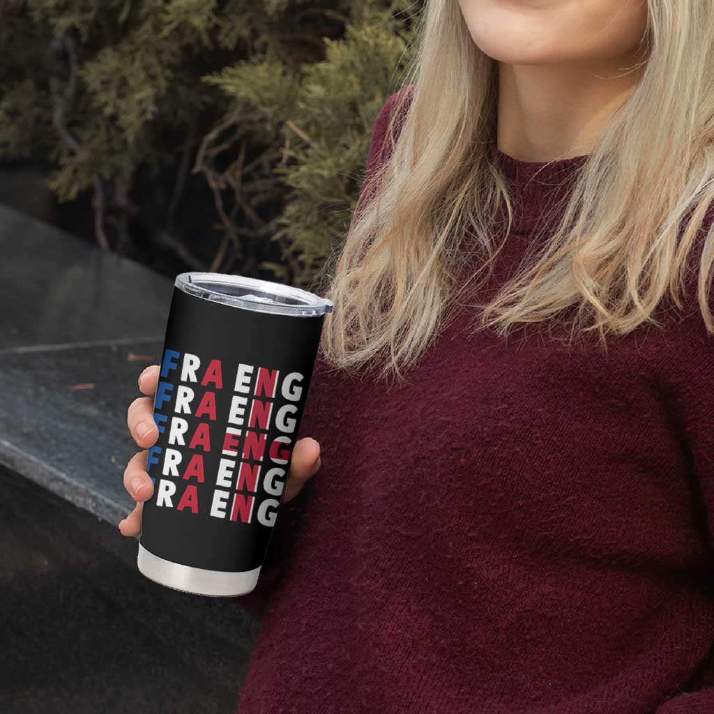FRA ENG France England Flag Graphic Tumbler Cup French English Typographic Dual Heritage Pride Match Day