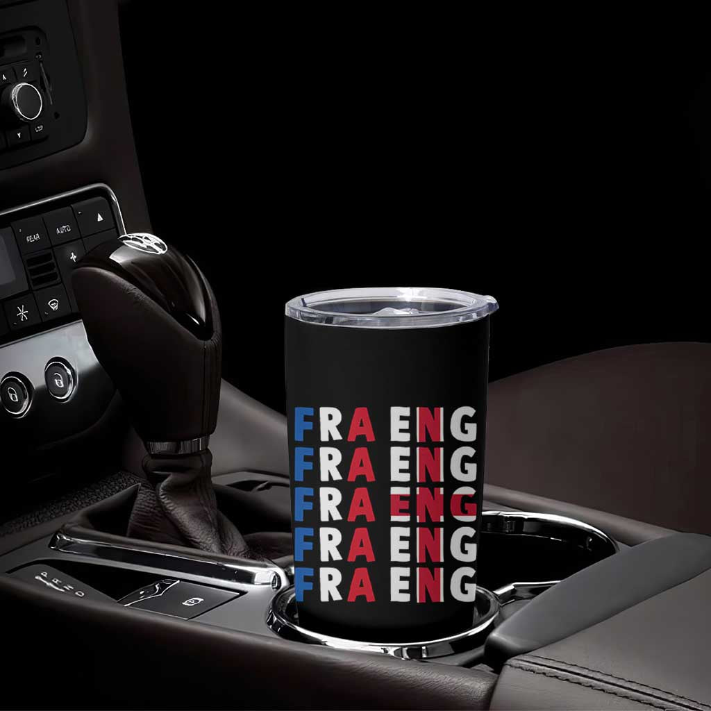 FRA ENG France England Flag Graphic Tumbler Cup French English Typographic Dual Heritage Pride Match Day