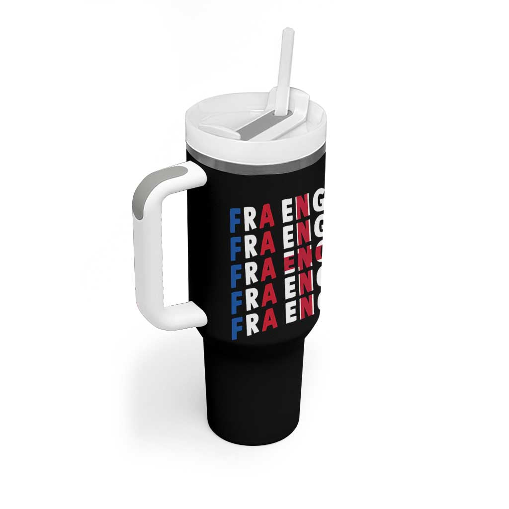 FRA ENG France England Flag Graphic Tumbler With Handle French English Typographic Dual Heritage Pride Match Day
