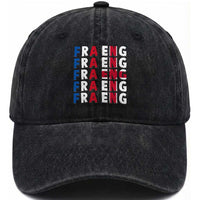 FRA ENG France England Flag Graphic Washed Cotton Baseball Cap French English Typographic Dual Heritage Pride Match Day