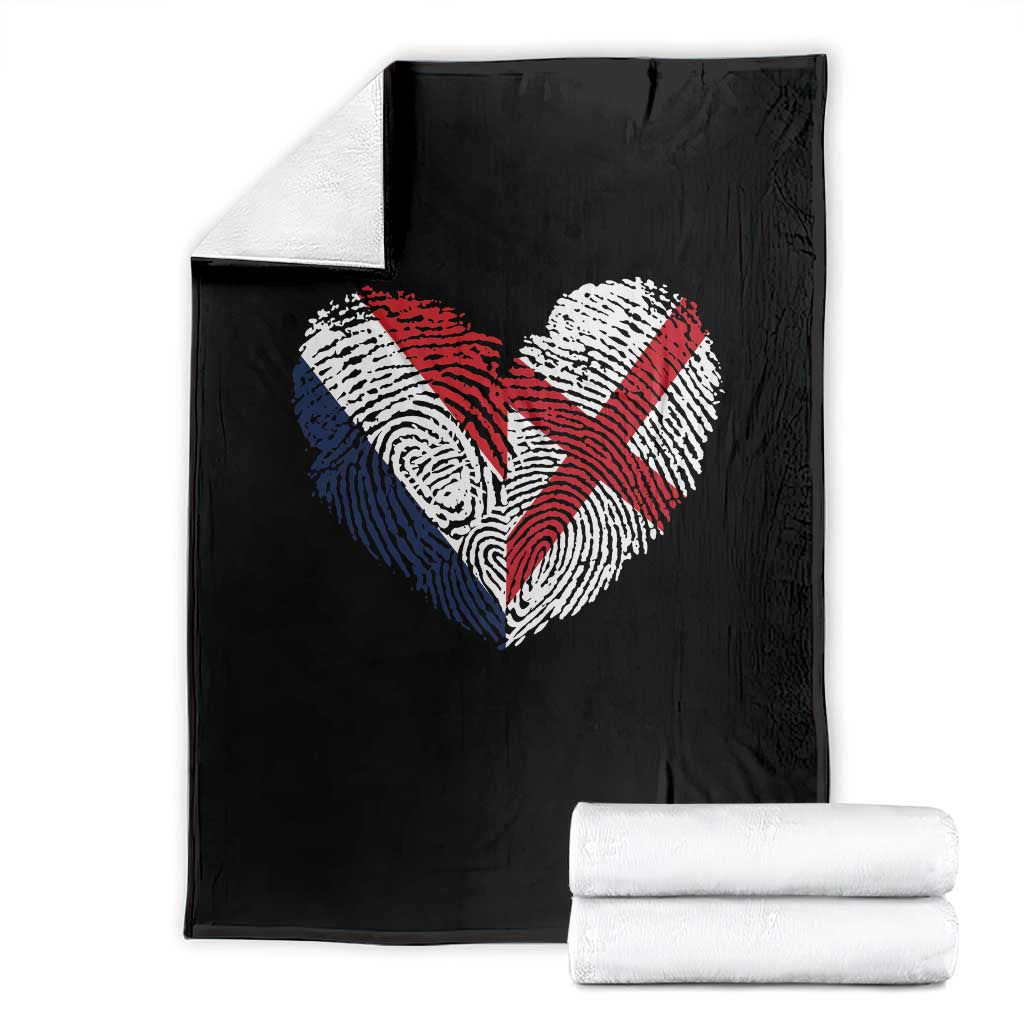 France England Flag Fingerprint Heart DNA Graphic Throw Blanket Proud Anglo English French Ancestry Love Identity