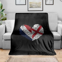 France England Flag Fingerprint Heart DNA Graphic Throw Blanket Proud Anglo English French Ancestry Love Identity