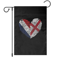 France England Flag Fingerprint Heart DNA Graphic Garden Flag Proud Anglo English French Ancestry Love Identity
