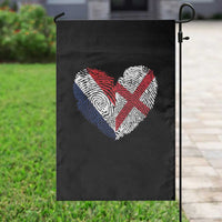 France England Flag Fingerprint Heart DNA Graphic Garden Flag Proud Anglo English French Ancestry Love Identity