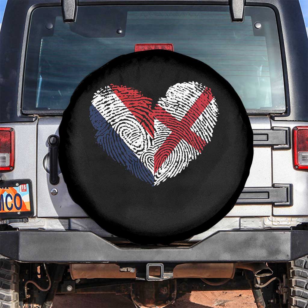France England Flag Fingerprint Heart DNA Graphic Spare Tire Cover Proud Anglo English French Ancestry Love Identity