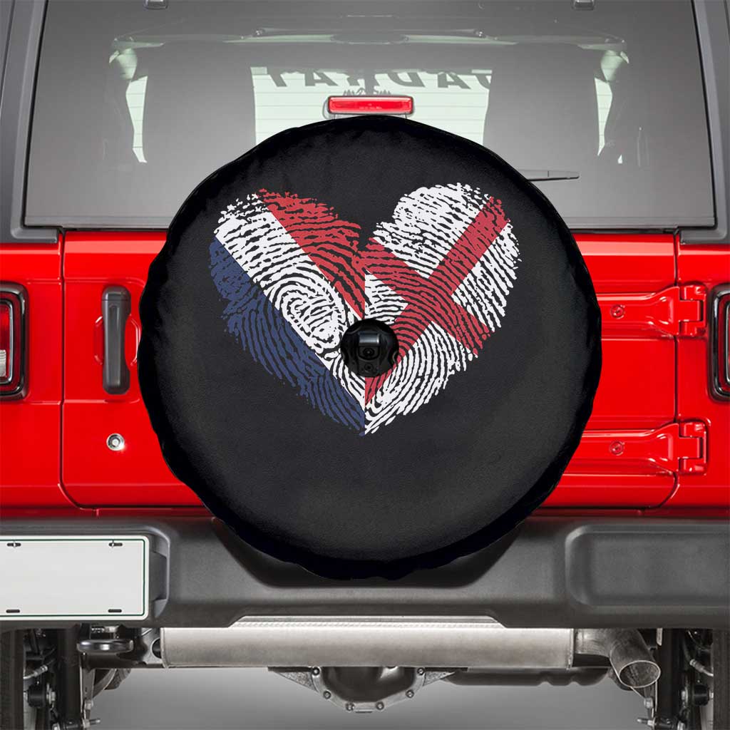 France England Flag Fingerprint Heart DNA Graphic Spare Tire Cover Proud Anglo English French Ancestry Love Identity
