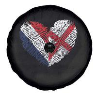France England Flag Fingerprint Heart DNA Graphic Spare Tire Cover Proud Anglo English French Ancestry Love Identity