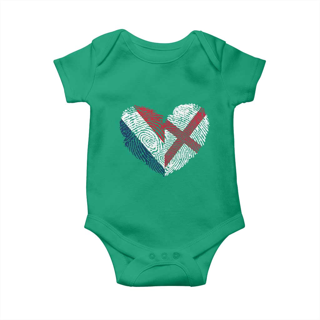 France England Flag Fingerprint Heart DNA Graphic Baby Onesie Proud Anglo English French Ancestry Love Identity