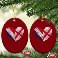 France England Flag Fingerprint Heart DNA Graphic Ceramic Ornament Proud Anglo English French Ancestry Love Identity
