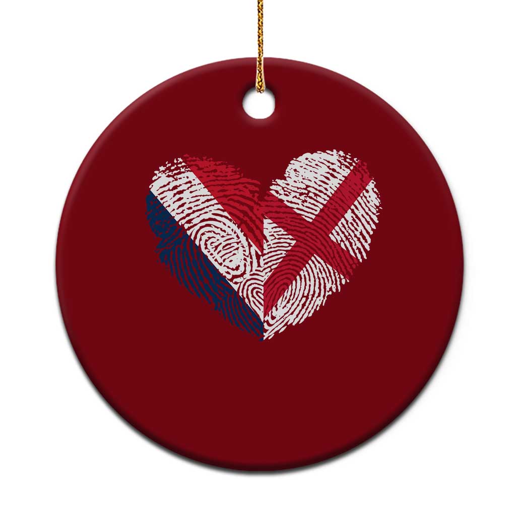 France England Flag Fingerprint Heart DNA Graphic Ceramic Ornament Proud Anglo English French Ancestry Love Identity