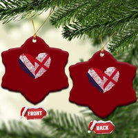 France England Flag Fingerprint Heart DNA Graphic Ceramic Ornament Proud Anglo English French Ancestry Love Identity