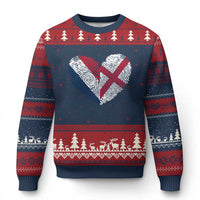 France England Flag Fingerprint Heart DNA Graphic Ugly Christmas Sweater Proud Anglo English French Ancestry Love Identity