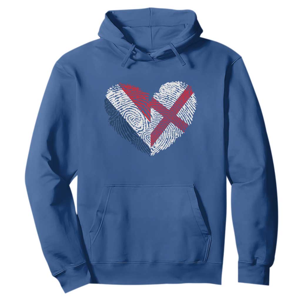 France England Flag Fingerprint Heart DNA Graphic Hoodie Proud Anglo English French Ancestry Love Identity