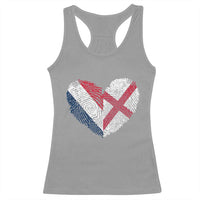 France England Flag Fingerprint Heart DNA Graphic Racerback Tank Top Proud Anglo English French Ancestry Love Identity