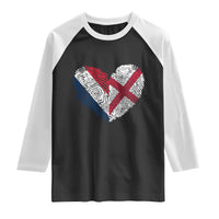 France England Flag Fingerprint Heart DNA Graphic Raglan Shirt Proud Anglo English French Ancestry Love Identity