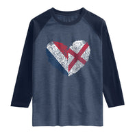 France England Flag Fingerprint Heart DNA Graphic Raglan Shirt Proud Anglo English French Ancestry Love Identity
