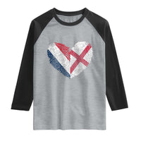 France England Flag Fingerprint Heart DNA Graphic Raglan Shirt Proud Anglo English French Ancestry Love Identity