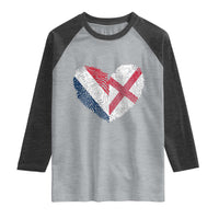 France England Flag Fingerprint Heart DNA Graphic Raglan Shirt Proud Anglo English French Ancestry Love Identity