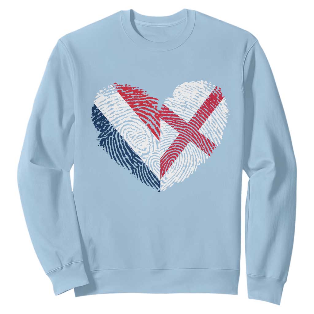 France England Flag Fingerprint Heart DNA Graphic Sweatshirt Proud Anglo English French Ancestry Love Identity