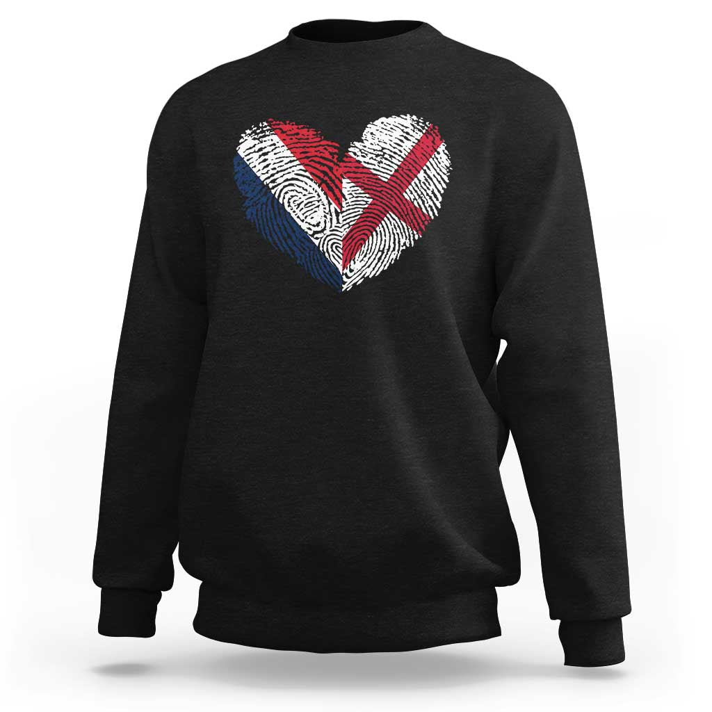 France England Flag Fingerprint Heart DNA Graphic Sweatshirt Proud Anglo English French Ancestry Love Identity TS02