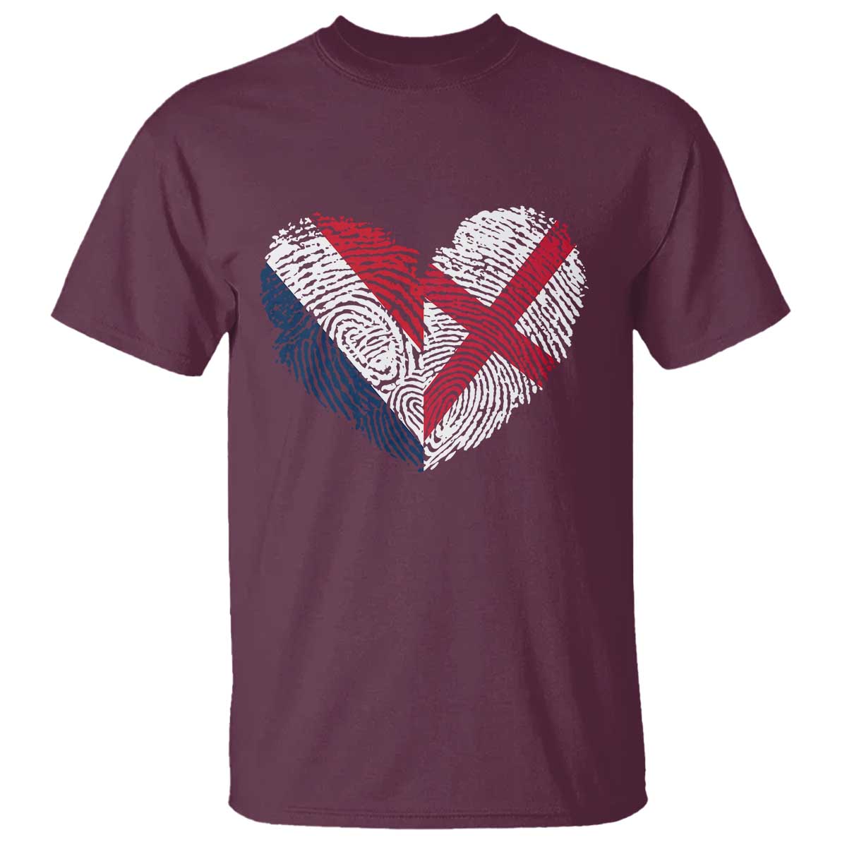 France England Flag Fingerprint Heart DNA Graphic T Shirt Proud Anglo English French Ancestry Love Identity