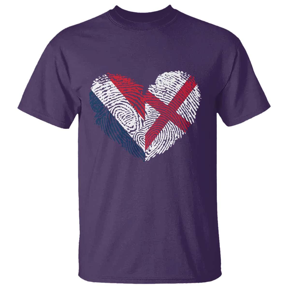 France England Flag Fingerprint Heart DNA Graphic T Shirt Proud Anglo English French Ancestry Love Identity