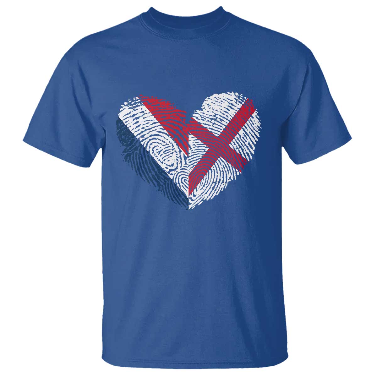 France England Flag Fingerprint Heart DNA Graphic T Shirt Proud Anglo English French Ancestry Love Identity