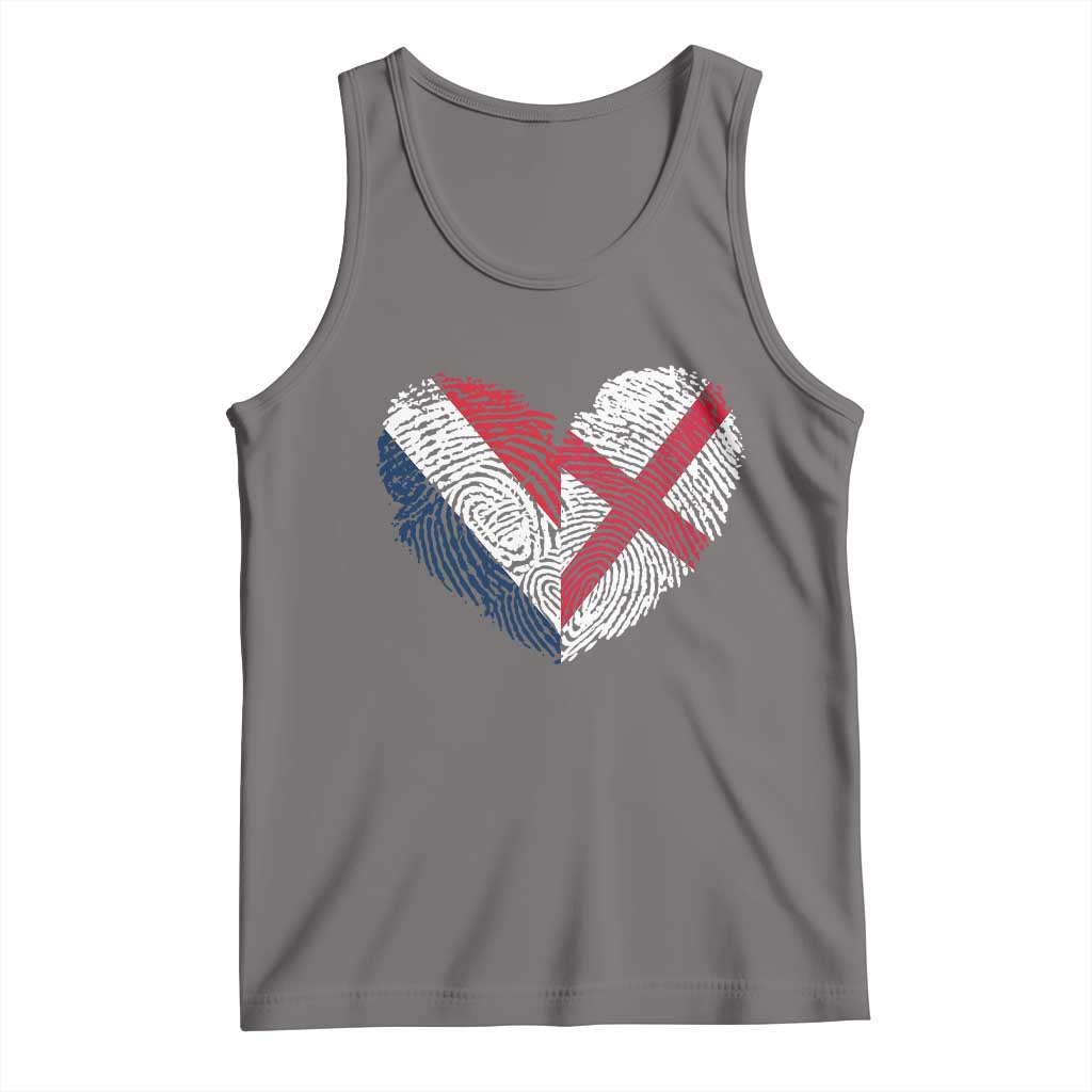 France England Flag Fingerprint Heart DNA Graphic Tank Top Proud Anglo English French Ancestry Love Identity