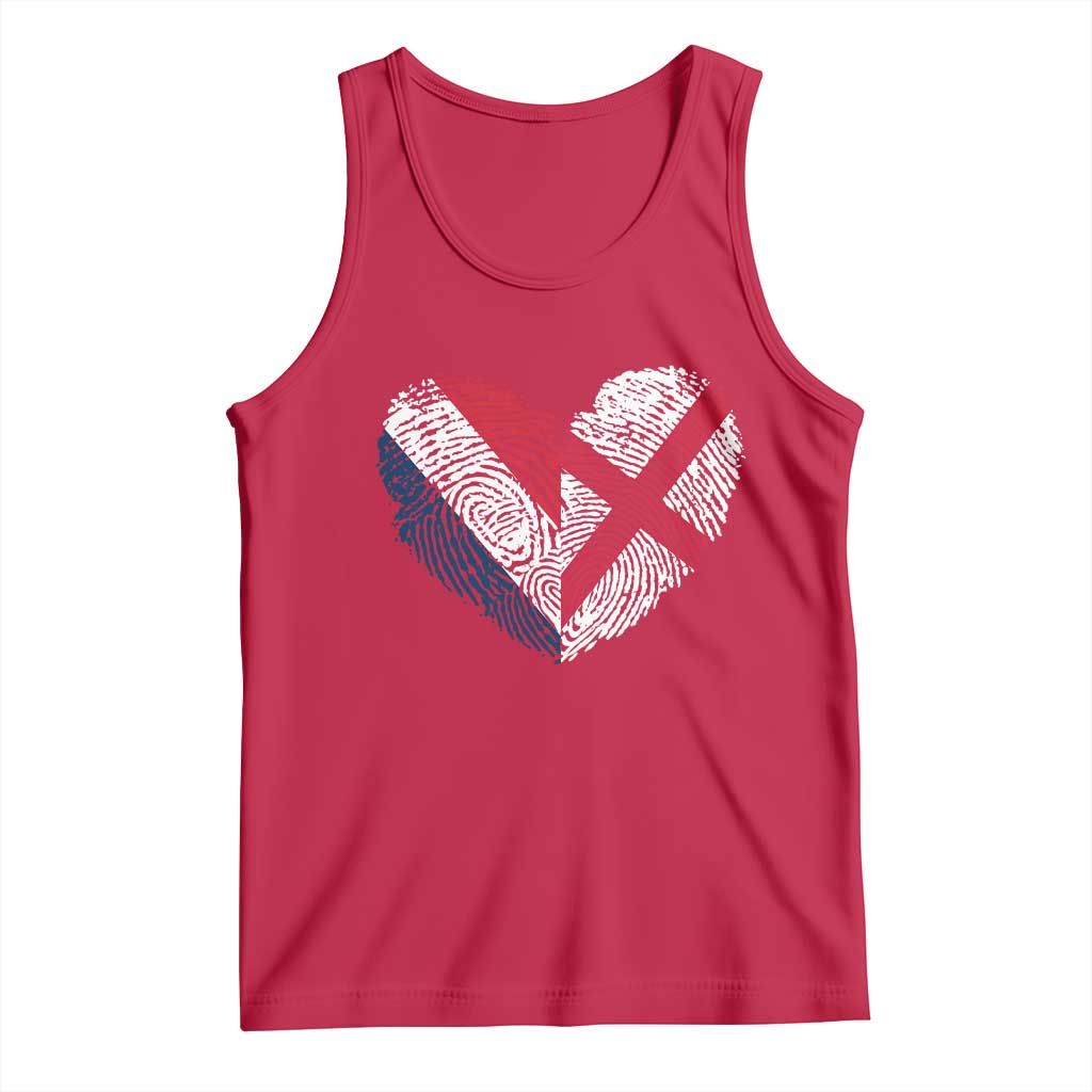 France England Flag Fingerprint Heart DNA Graphic Tank Top Proud Anglo English French Ancestry Love Identity