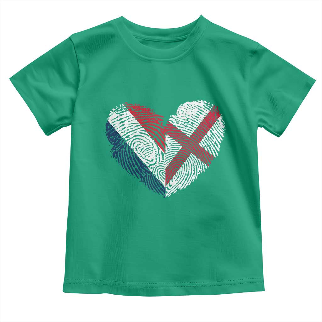 France England Flag Fingerprint Heart DNA Graphic Toddler T Shirt Proud Anglo English French Ancestry Love Identity
