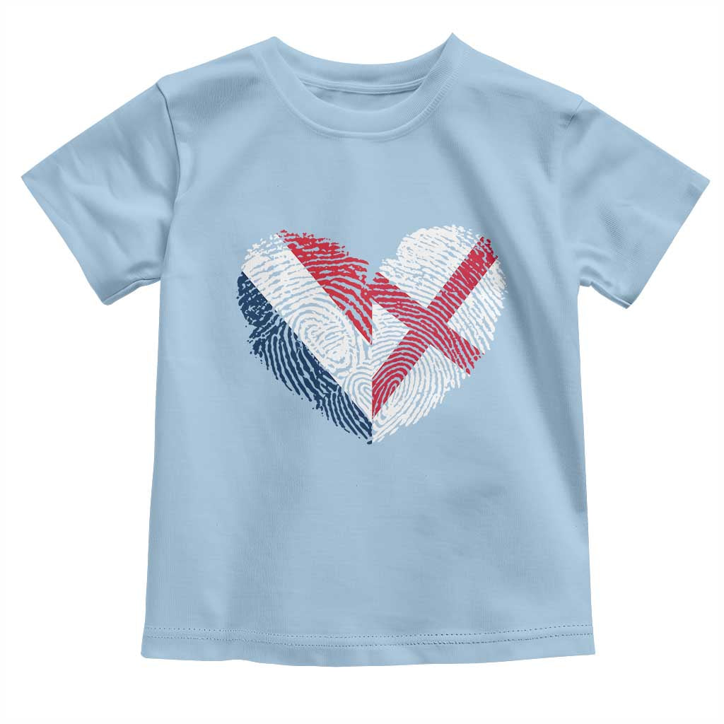 France England Flag Fingerprint Heart DNA Graphic Toddler T Shirt Proud Anglo English French Ancestry Love Identity